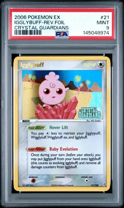 2006 POKEMON EX CRYSTAL GUARDIANS #21 IGGLYBUFF-REVERSE FOIL PSA 9 - Image 1