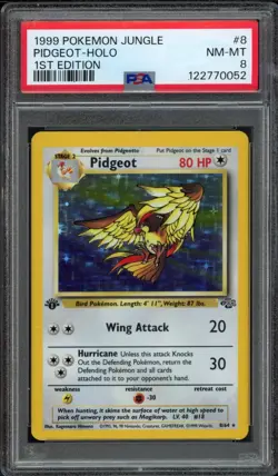1999 Pokemon Jungle 1st Edition Pidgeot 8/64 Holo PSA 8 NM-MT - Image 1