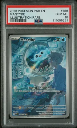 2023 POKEMON PAR EN-PARADOX RIFT ILLUSTRATION RARE #189 MANTYKE PSA 10 - Image 1