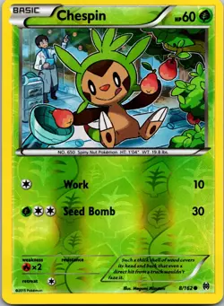 Chespin (8) 8/162 - XY - BREAKthrough Common Pokemon TCG NM - Image 1