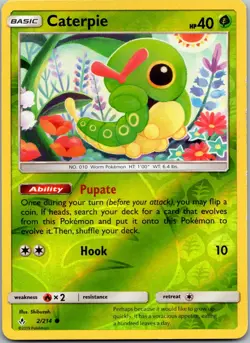 Caterpie 2/214 - SM - Unbroken Bonds Pokemon NM Reverse Holo - Image 1