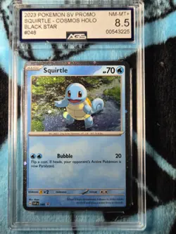 Pokemon Squirtle AGS 8.5 048 SV Promo Cosmos Holo Black Star English 70HP - Image 1