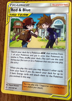 Red & Blue 202/236 Tag Team Supporter Unified Minds NM Pokemon TCG 2019 Sun Moon - Image 1