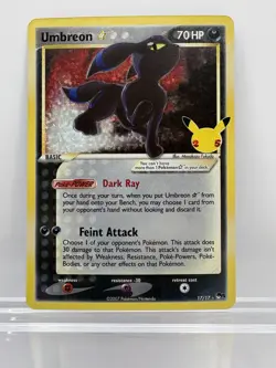 Pokemon TCG: Umbreon Gold Star 17/17 Celebrations 25th Anniversary NM - Image 1