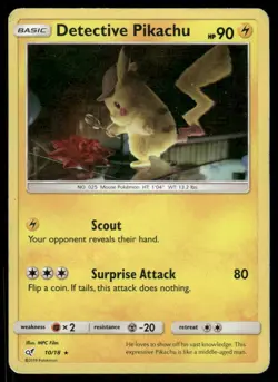 Pokemon Cards Detective Pikachu 10/18 Detective Pikachu Rare LP - Image 1