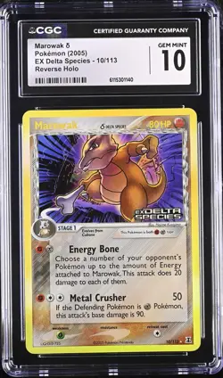 CGC 10 Marowak EX Delta Species 10/113 Reverse Holo Stamped Pokemon Card - Image 1