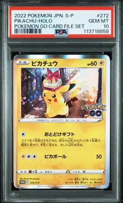 PIKACHU Holo Japanese Pokemon Go Card File Promo #272/S-P PSA 10 GEM MINT - Image 1