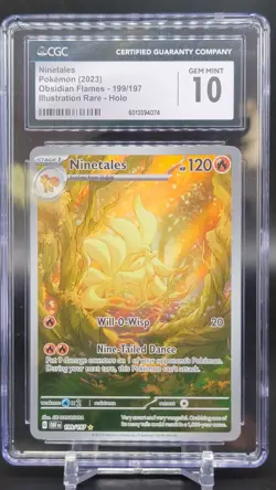 Ninetales Pokemon Obsidian Flames Illustration Rare 199/197 CGC 10 - Image 1