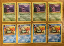 Omanyte 52/62 x4 - 1st Edition - Grimer 48 x4 - Fossil - Pokemon TCG - 1999 - Image 1