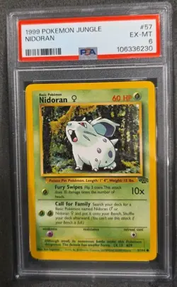 POKEMON CARD NIDORAN 57 JUNGLE #57 VINTAGE GRADED PSA 6 WIZARDS WOTC - Image 1