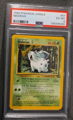 POKEMON CARD NIDORAN 57 JUNGLE #57 VINTAGE GRADED PSA 6 WIZARDS WOTC - Image 2