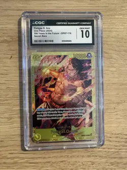 One Piece CCG Portgas.D.Ace Secret Rare CGC 10 - Image 1