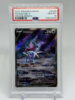 PSA 10 GEM MINT Suicune V GG38/GG70 Crown Zenith Holo Pokemon Card - Image 1