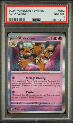 2024 POKEMON TWILIGHT MASQUERADE TWM EN #082 ALAKAZAM - PSA 8 POP 45 - Image 1