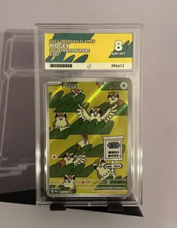 Pokemon TCG Pidgey 207/197 Obsidian Flames Ace Graded 8, Near Mint - Mint - Image 1