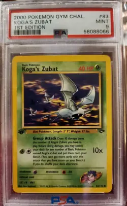 Pokemon TCG Koga's Zubat Gym Challenge 83 Regular 1st Edition PSA GRADED 9 MINT - Image 1