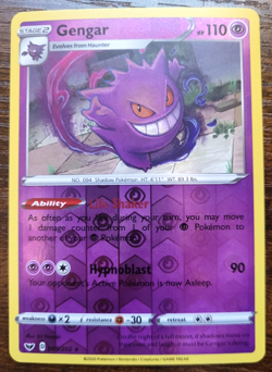 Pokemon TCG Sword & Shield Base Set Gengar Reverse Holo 085/202 NM Condition - Image 1