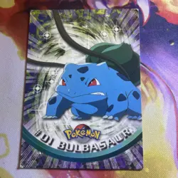 BULBASAUR #01 TOPPS Series 1 Non-Holo Red Logo Pokemon Card Mod Play - Image 1