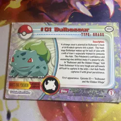 BULBASAUR #01 TOPPS Series 1 Non-Holo Red Logo Pokemon Card Mod Play - Image 2