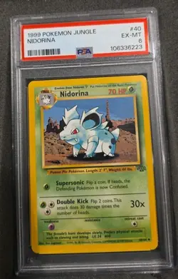 POKEMON CARD NIDORINA 40 JUNGLE #40 VINTAGE GRADED PSA 6 WIZARDS WOTC - Image 1