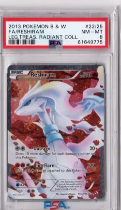 2013 Pokemon B & W FA Reshiram Legendary Treasures Radiant Collection PSA 8 - Image 1