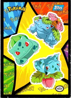 Bulbasaur, Ivysaur, Venusaur - Pokemon Topps Sticker Puzzle - Blue Logo - Image 1