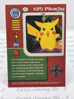 1999 Topps Pokemon TV Animation Edition Series 1 TV2 #25 Pikachu - Image 2
