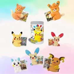WHOLE SET 6 Pokemon TCG Chinese Nuzzle Cheeks Plush Toy Card Blind Box Sealed - Image 2
