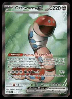 Pokemon Cards Orthworm ex 162/142 Stellar Crown Ultra Rare NM - Image 1