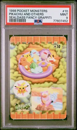 PSA 9 - Pikachu and Others #10 1998 Sealdass Fancy Graffiti 1998 Pocket Monsters - Image 1