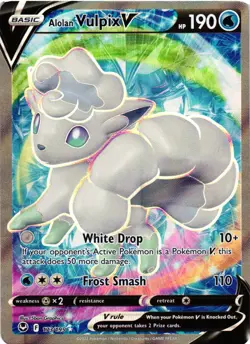 Pokemon TCG Alolan Vulpix V (Full Art) Silver Tempest 173/195 Holo Ultra Rare NM - Image 1