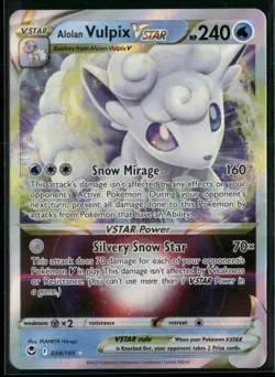 ✰ ALOLAN VULPIX VSTAR 034/195 VSTAR RARE SILVER TEMPEST POKEMON ✰ NM/M - Image 2