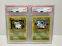 2000 Pokemon Base II - SEQUENTIAL PAIR - 082 NIDORAN / 053 NIDORINA PSA 10 - Image 1