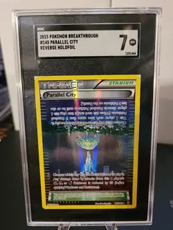 2015 POKEMON BREAKTHROUGH #145 PARALLEL CITY REVERSE HOLOFOIL SGC 7 NM - Image 1