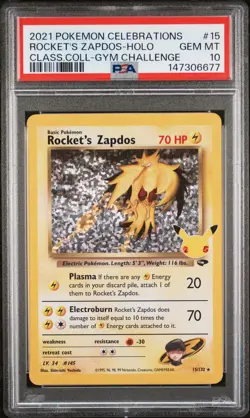 2021 POKEMON CELEBRATIONS CLASSIC COLL #15 ROCKET'S ZAPDOS-HOLO PSA 10 - Image 1