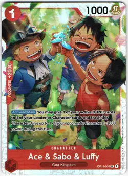 ACE & SABO & LUFFY OP13-007 ONE PIECE TCG CARRYING ON HIS WILL (OP13) SUPER RARE - Image 1