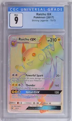 Raichu GX Shining Legends 75/73 CGC 9 Mint 2017 Pokemon Card - Image 1