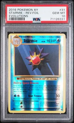 2016 Pokemon XY Evolutions Reverse Foil Holo Starmie #31/108 PSA 10 - Image 2