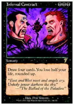Moderatly Played, English - 1 x MTG Infernal Contract - Foil Seventh Edition - Image 1