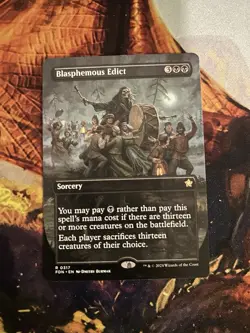 1x Blasphemous Edict MTG Foundations Borderless Rare Nonfoil NM - Image 1