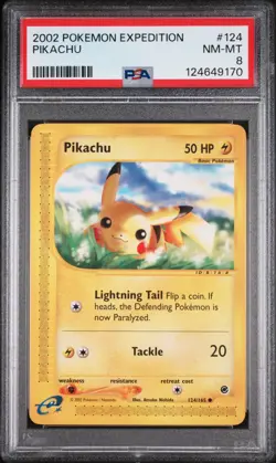 2002 POKEMON EXPEDITION #124 PIKACHU PSA 8 - Image 1