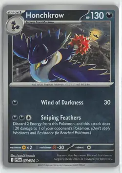 Pokemon Phantasmal Flames Reverse Foil Uncommon #058/094 Honchkrow - Image 1