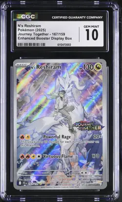 CGC 10 N's Reshiram 167/159 Enhanced Booster Display Box Promo Topper POKEMON - Image 1