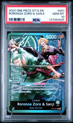 2024 ONE PIECE ST12-001 STARTER DECK RORONOA ZORO & SANJI LEADER PSA 10 GEM MINT - Image 1