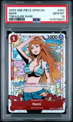 2024 ONE PIECE ST01 007 OP06 WINGS OF THE CAPTAIN NAMI TREASURE RARE PSA 10 - Image 1