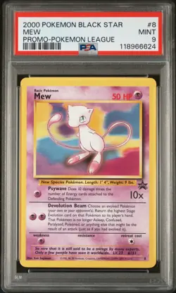 PSA 9 2000 Black Star League Promo Pokemon Card Mew 8 - MINT! - Image 1
