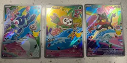 Pokemon First Partner Illustration 3 Card Lot Rowlet Litten Popplio Near Mint - Image 1