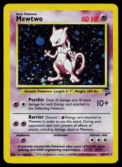 Pokemon Card - Mewtwo Base Set 2 10/130 Holo Rare - Image 1