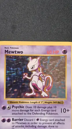 Pokemon TCG Base Set Shadowless Mewtwo 10/102 Holo Rare 60 HP English Card - Image 2