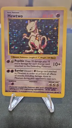 Pokemon TCG Base Set Shadowless Mewtwo 10/102 Holo Rare 60 HP English Card - Image 4